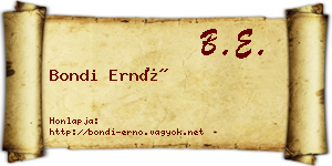 Bondi Ernő névjegykártya